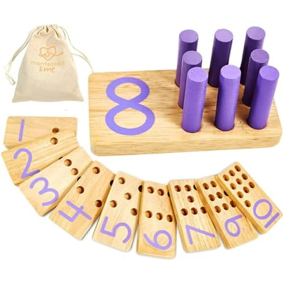 Counting Peg Board Montessori Math para niños Montessori & Me