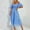 Blue, variant on Women's Off The Shoulder Dress, Flutter Sleeve Pleated High Waist A-Line Maxi Dress for Summer