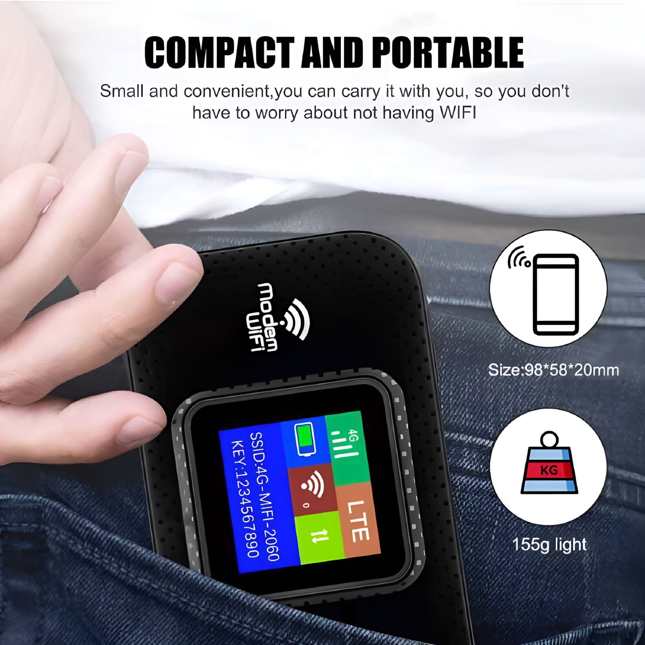 GJX Portable 5G LTE Wireless WiFi Router Mobile Broadband LCD MIFI Hotspot