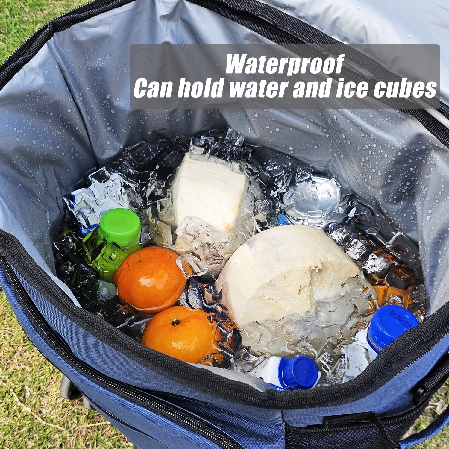Portable Cooler with Wheels and Handle Collapsible Rolling Cooler Leakproof Insulated Soft Cooler Bag for Beach Camping Patio Travel Outdoor Ball Fields