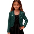 thumbnail image 2 of LYHao Girls Elegant Short Satin Jacket With Print Formal Party Wear Dressy Cardigan Outerwear Girls Jacket Coat,Sizes 13-14 Years, 2 of 7