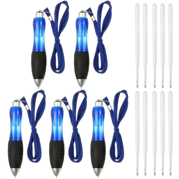 Uxcell 5Pcs Big Fat Pens, Blue Weighted Pens for Tremors(10 Black Refills)