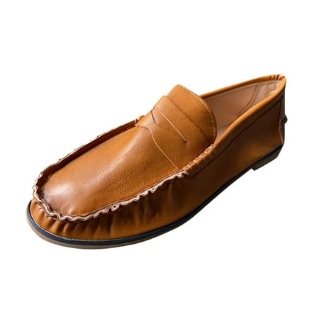 

AnuirheiH Women Shoes Solid Color Sleeve Flat Bottom Low Top Casual Comfortable Leather Shoes Clearance Under $10