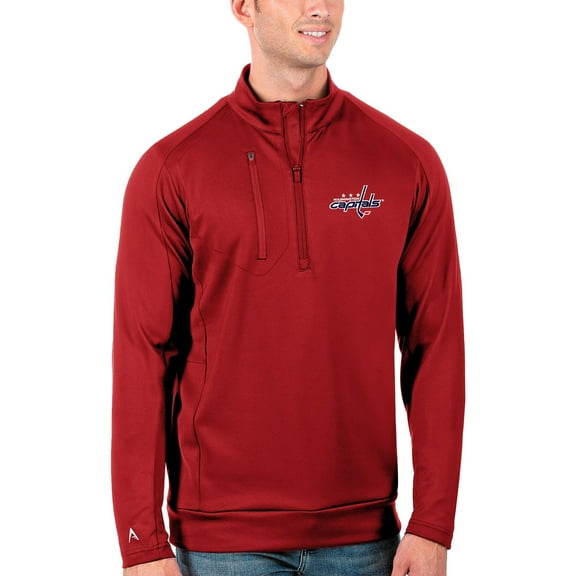Men's Antigua Red Washington Capitals Generation Quarter-Zip Pullover Jacket