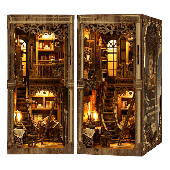 Strucwood DIY Book Nook Kit Ancient Book Wooden Puzzles with LED Dust Cover,3D Crafts Hobbies,Gifts for Adults（BV02-008）