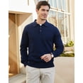 thumbnail image 6 of Kallspin Men's Cotton Knit Polo Sweater Business Casual Long Sleeve Pullover Sweater(Navy Blue,X-Large), 6 of 9