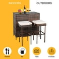 thumbnail image 5 of Ktaxon 3PCS Wicker Bar Set Patio Outdoor Table & 2 Stools Furniture Steel, Outdoor Bistro Set w/ Wicker Bar Stools, 5 of 12