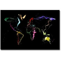 Trademark Art "World Map - Thrown Paint" Canvas Wall Art by Michael Tompsett