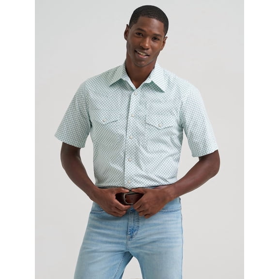 Wrangler 20X Green Snap Print - Mens Shirt - 112378708