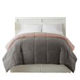 thumbnail image 2 of Benzara BM202043 Genoa Twin Size Box Quilted Reversible Comforter, Gray & Pink, 2 of 4