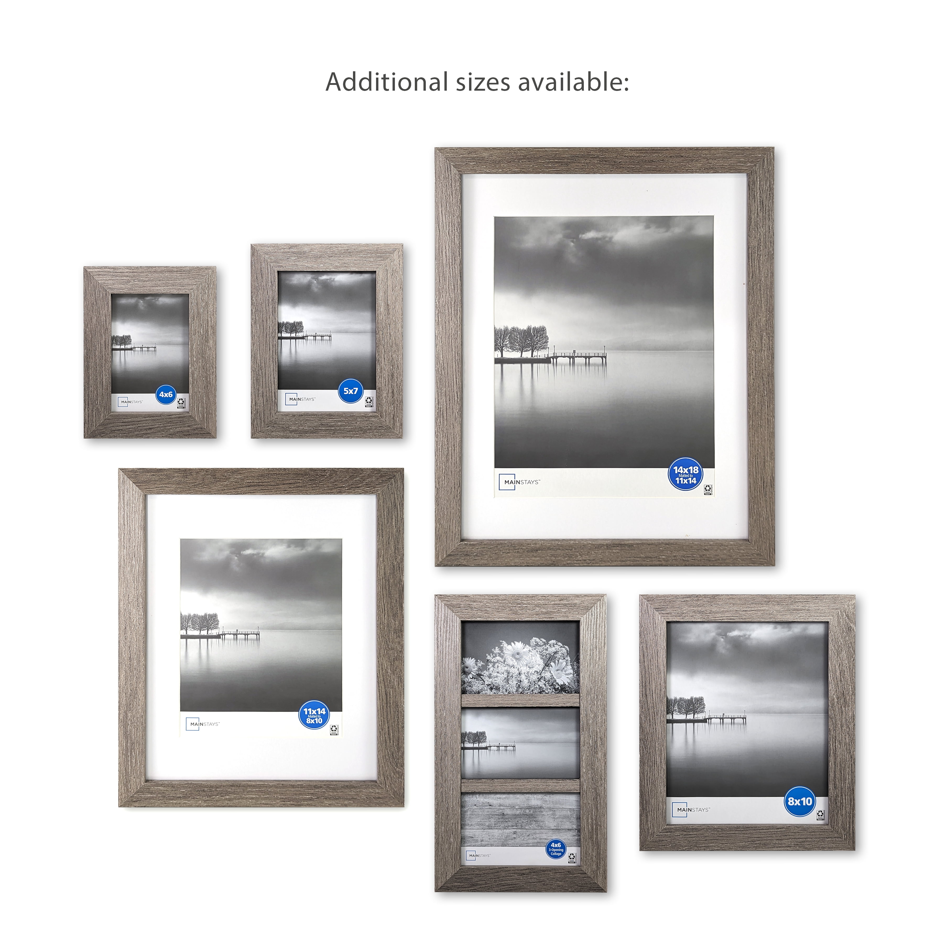 (2 pack) Mainstays 4x6 Wide Beveled Tabletop Picture Frame, Rustic Gray