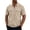 Khaki, variant on Sheghy T Shirts for Man Trendy Men's Solid Color Short Sleeve Lapel Zipper Casual Sport Jacket Outerwear Top Gray XXXL