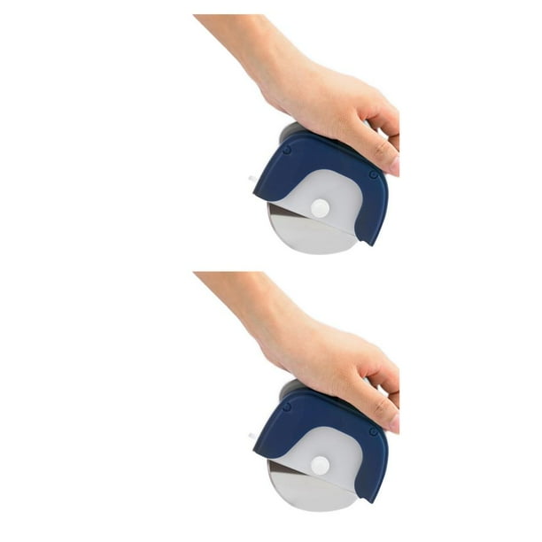 Matsuzay Picadora de rueda de Pizza de acero inoxidable, rebanadora de tartas reutilizable, herramienta para hacer pan plano, cocina, panadería, Azul 2piezas