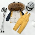 thumbnail image 2 of Staki Kids Snow Bibs Big Boy's 2-Piece Solid Snow Pants and Jacket Snowsuit Ski Suit 6M,12M,18M,24M,3-4Y(Yellow,12-18 Months), 2 of 6