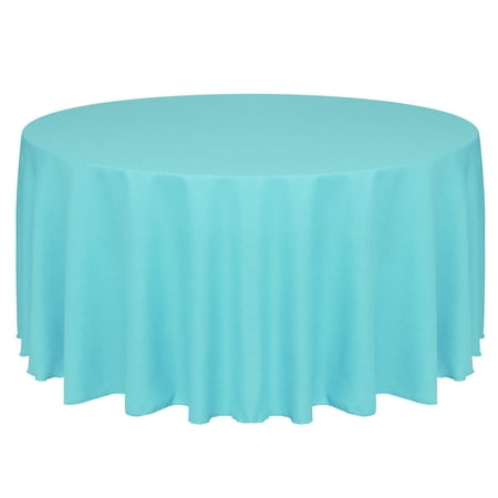 

Ultimate Textile (10 Pack) Faux Burlap - Havana 108-Inch Round Tablecloth - Basket Weave Turquoise Blue