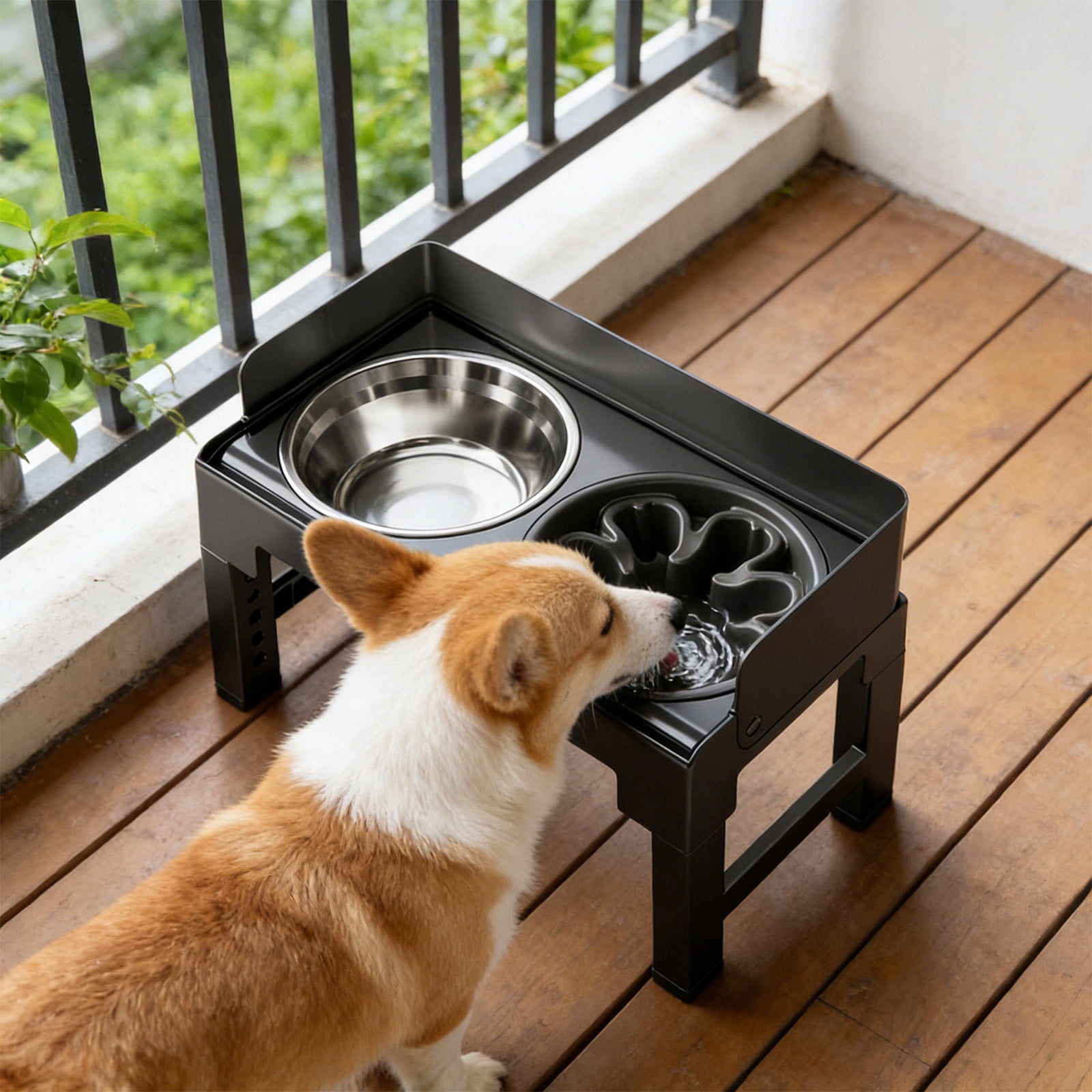 FeiFu Elevated Dog Bowls Large Breed Raised Dogs Bowl Stand Large Medium Sized Dog Slow Feeder Dogs Bowls Food Water Stands Pet Feeder Dish Station