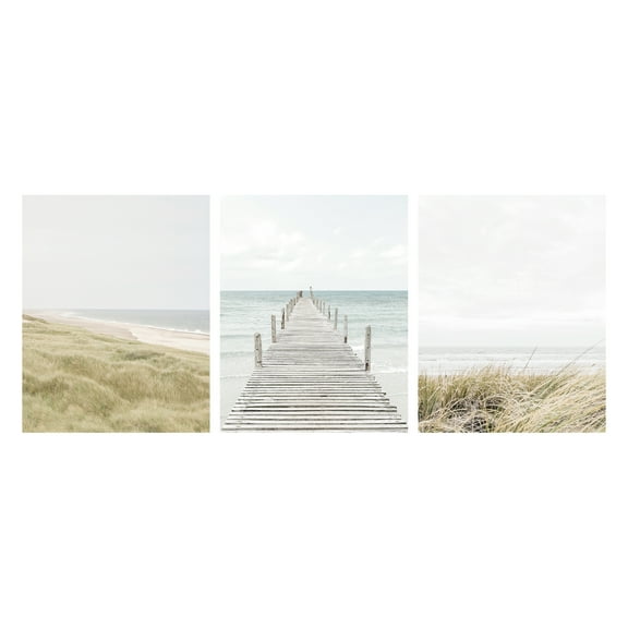 DesignOvation Coastal Beach Unframed Art Prints 11” x 14” Set of 3 by Amy Peterson and The Creative Bunch Studio