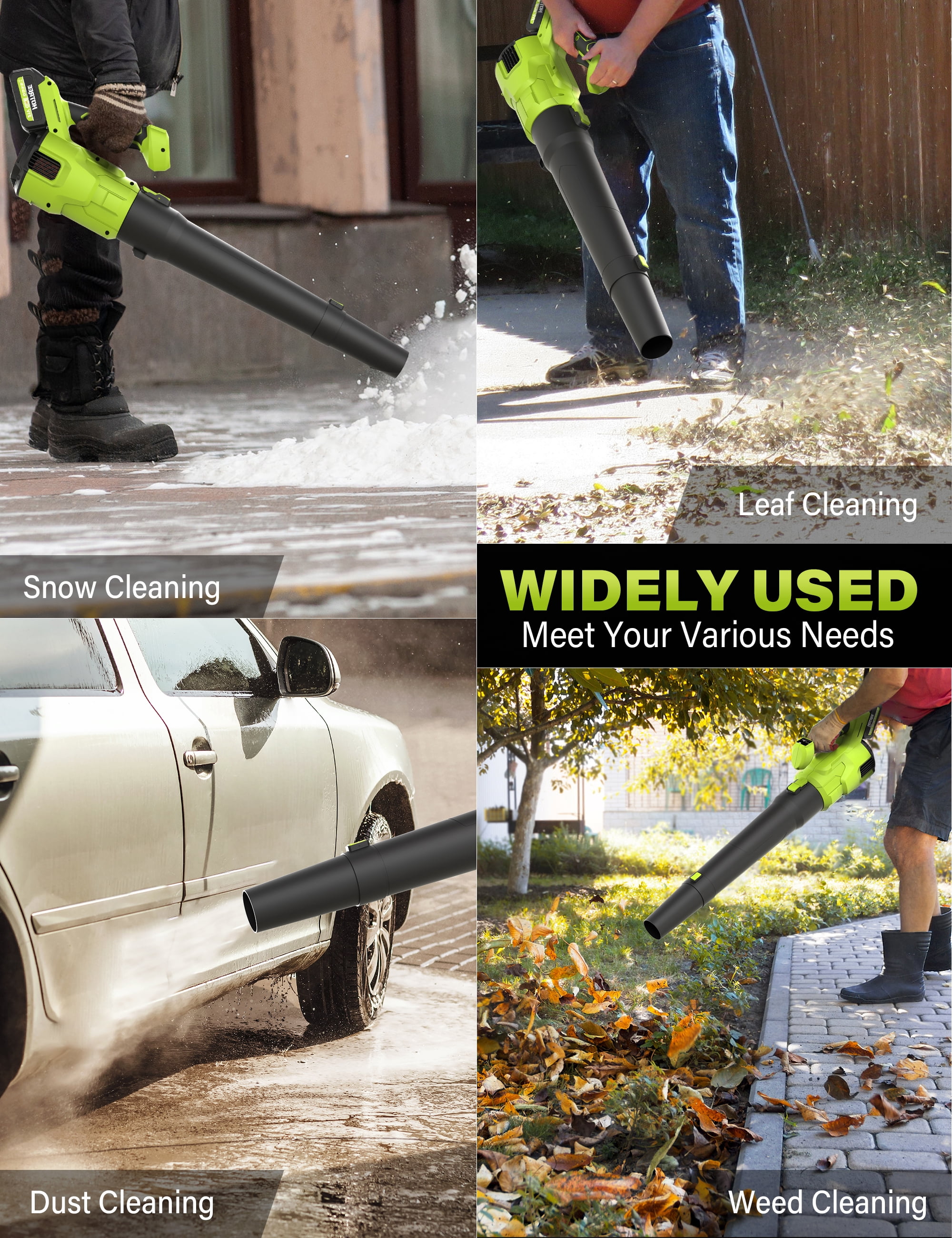 HOTREE Cordless Leaf Blower, 600 CFM, 170 MPH, 3-Speed, with 2 x 2.6Ah Batteries, for Lawn, Patio and Dust Cleaning