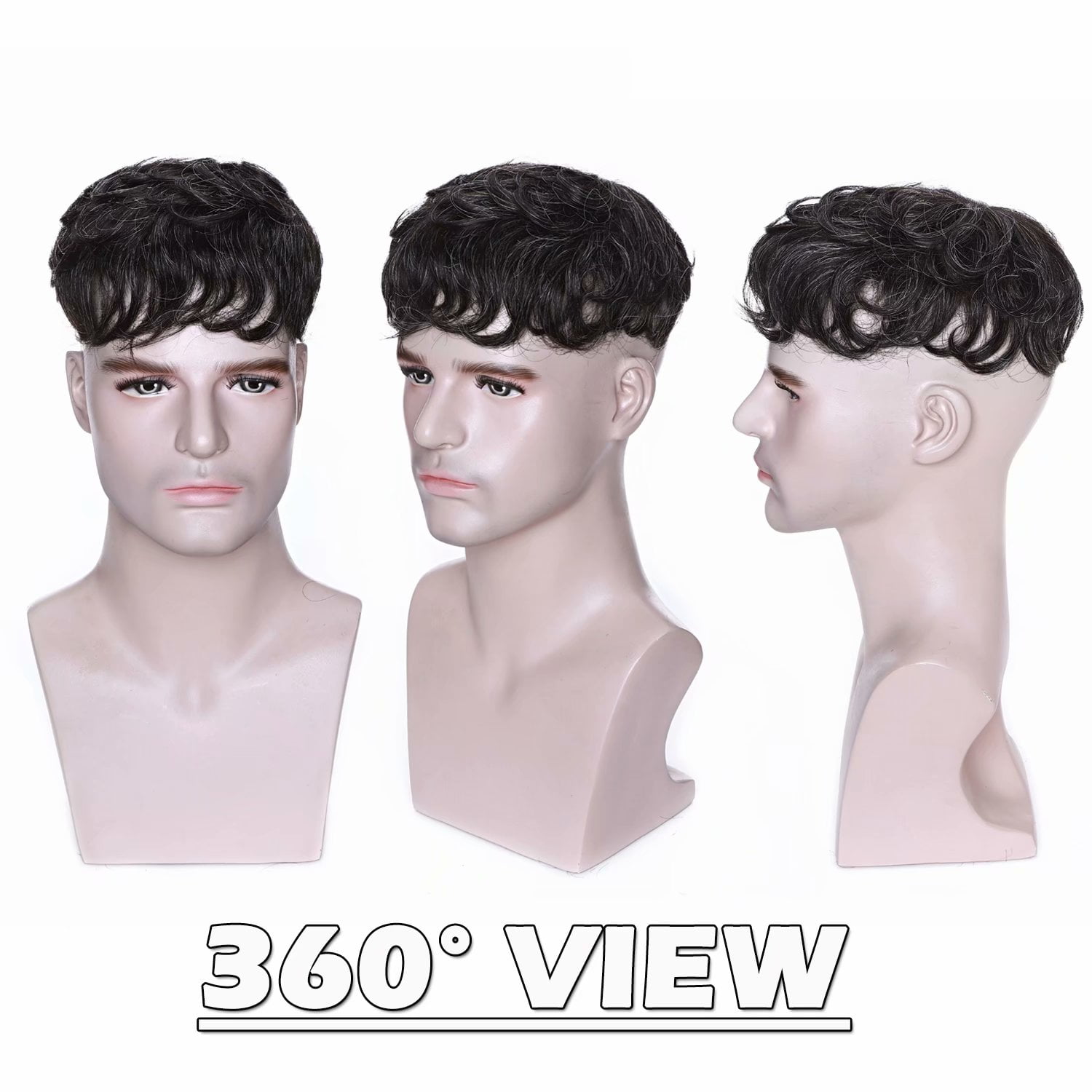 Benehair Mens Hair Loss Hair Wigs 100% Human Hair Toupee 100% Remy Human Hair Extensions Hairpiece Clip In 4" Grey US