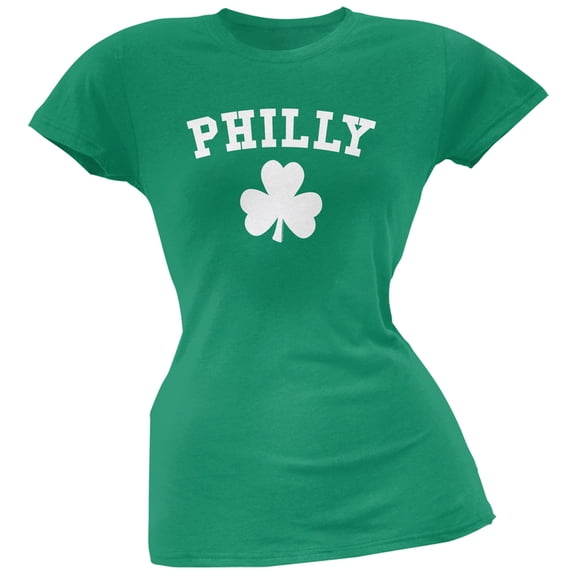St. Patrick's Day - Philly Shamrock Green Soft Juniors T-Shirt - X-Large