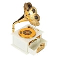 thumbnail image 2 of Joyas retro Cajas de música con cajón Fonógrafo Forma Caja musical con caja de almacenamiento de joyas de trompeta de oro Ornamento de escritorio decoración para el hogar (1 #) EOTVIA No, 2 of 5