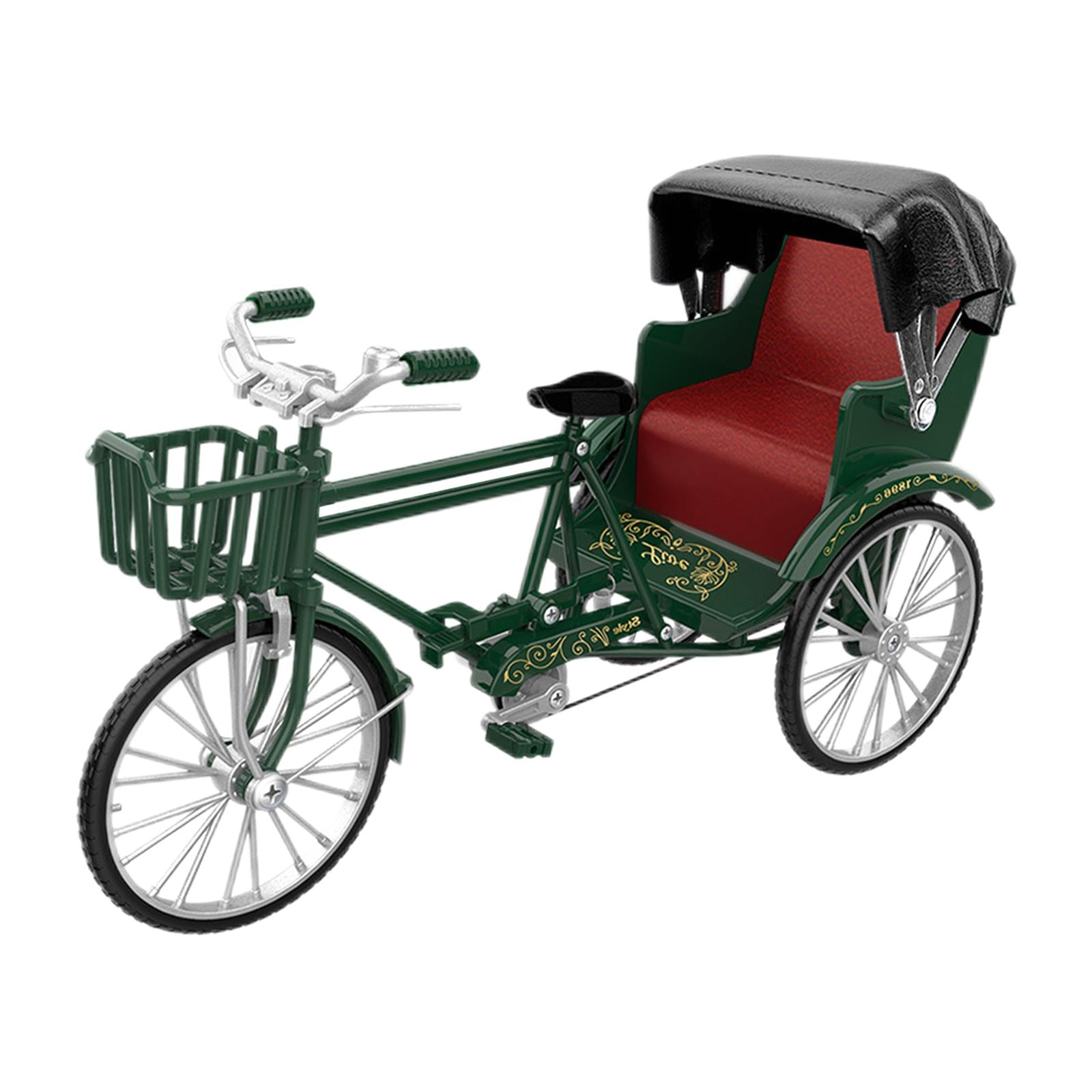 lionlar Alloy 1 12 Scale Tricycle Model Three Wheeled Rickshaw Toy Decorations Lifelike Green Walmart
