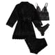 thumbnail image 1 of Batas Lencería Mujer Lindo Estampado de Corazón Satén Bata con Cinturón Camisola Pantalones Cortos Pijamas Mujer Pijamas, 1 of 2
