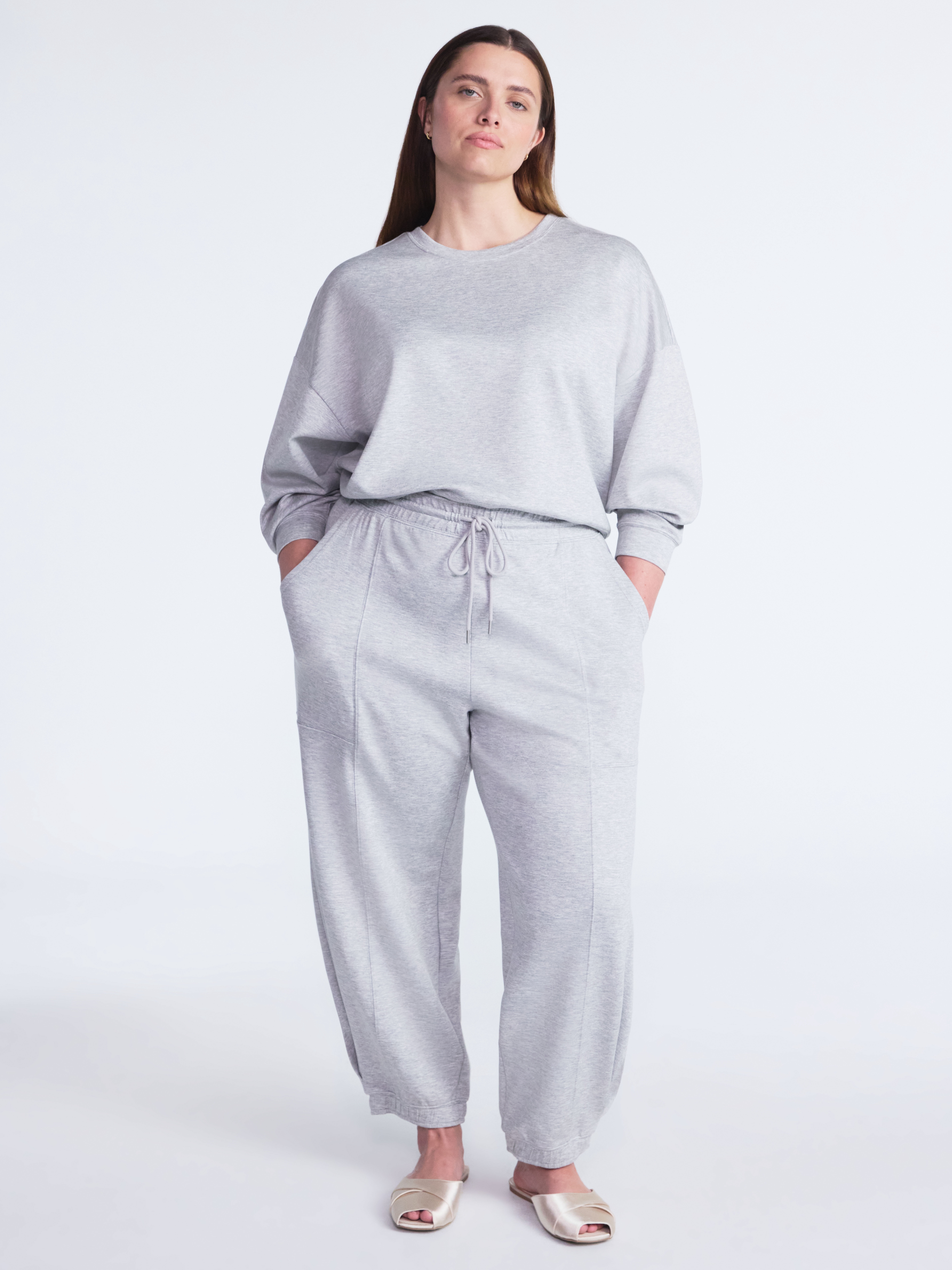 Scoop Women's and Women's Plus New Scubaknit Barrel Pants, Sizes XS-4X