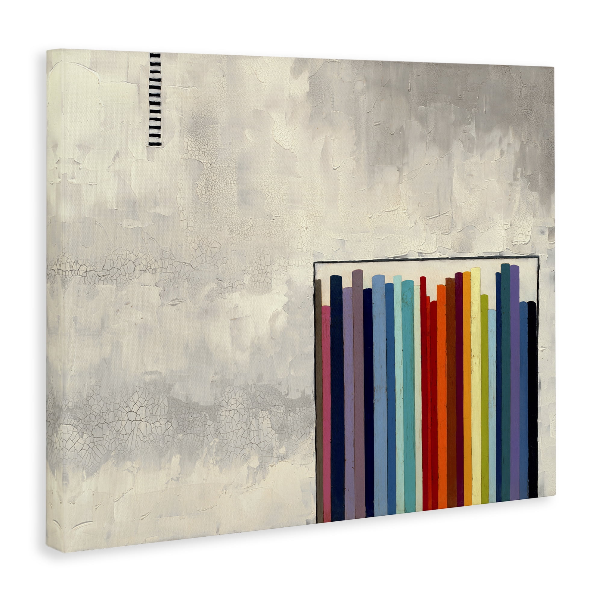 Stupell Industries Rainbow Shapes over Grey Abstract Painting Gallery Wrapped Canvas Art Print Wall Art, 40 x 30