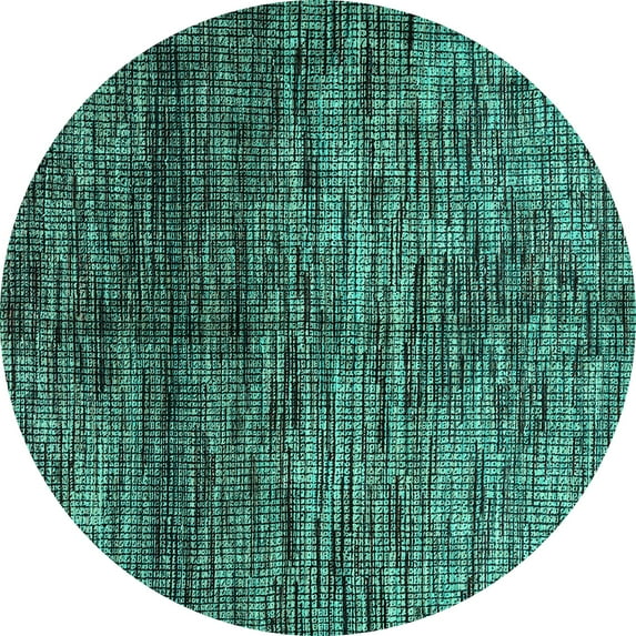 Ahgly Company Machine Washable Indoor Round Abstract Turquoise Blue Modern Area Rugs, 7' Round