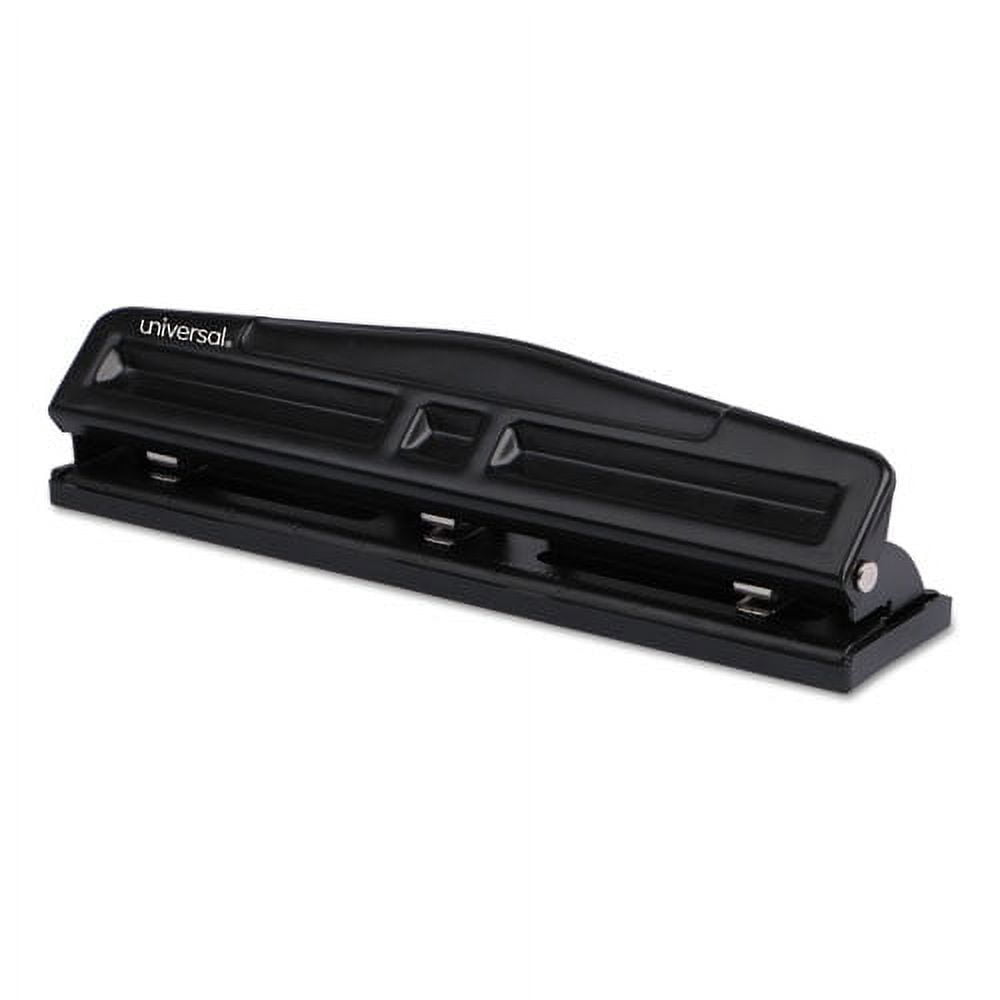 12-Sheet Deluxe Two- And Three-Hole Adjustable Punch, 9/32" Holes, Black | Bundle of 2 Each
