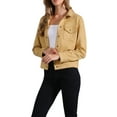 thumbnail image 4 of INSPIRE CHIC Women's Turn-Down Collar Flap Pockets Snap Button Faux Suede Jacket XL Light Yellow, 4 of 6