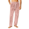 thumbnail image 2 of Dresfit Men's Flannel Pajama Pants Winter Fuzzy Pajamas Fleece Lined Pant Comfort Fluffy Drawstring Plush Bottoms Lounge Warm Solid Color Sleepwear with Pockets Pink M, 2 of 9