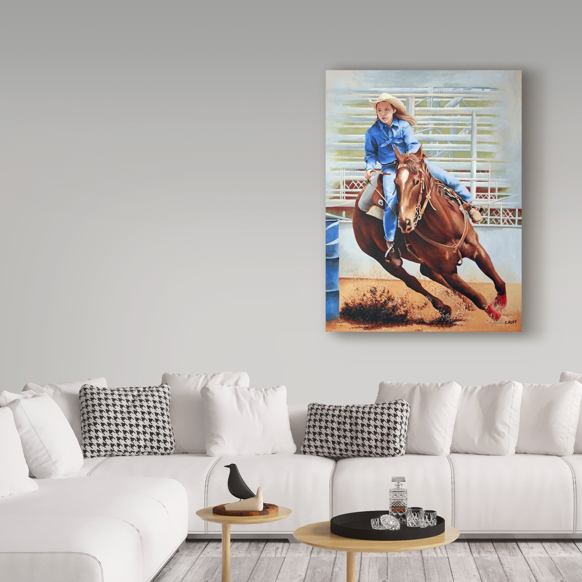 Trademark Fine Art 'Barrel Racing' Canvas Art by Carol J Rupp