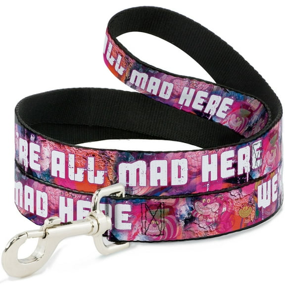 Disney Pet Leash, Dog Leash, Transparent Cheshire Cat Poses Were All Mad Here, 6 Feet Long 0.5 Inch Wide
