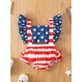 thumbnail image 2 of Seyurigaoka Infant Baby Girls Independence Day 4th of July Romper, National Flag Printed Sleeveless Backless Hollow Out Ruffled Bodysuit, 2 of 8