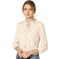 thumbnail image 1 of Allegra K Blusa Floral De Manga Larga Con Lunares Y Escote Con Volantes Para Mujer Beige L, 1 of 6