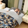 thumbnail image 4 of Manfei Minimalst Mosaic Twin Comforter Sets, Old Fashion Camo Bedding Set, Khaki Blue, Gray Reversible, 2 Pieces, 1 Comforter and 1 Pillowcase, 4 of 7