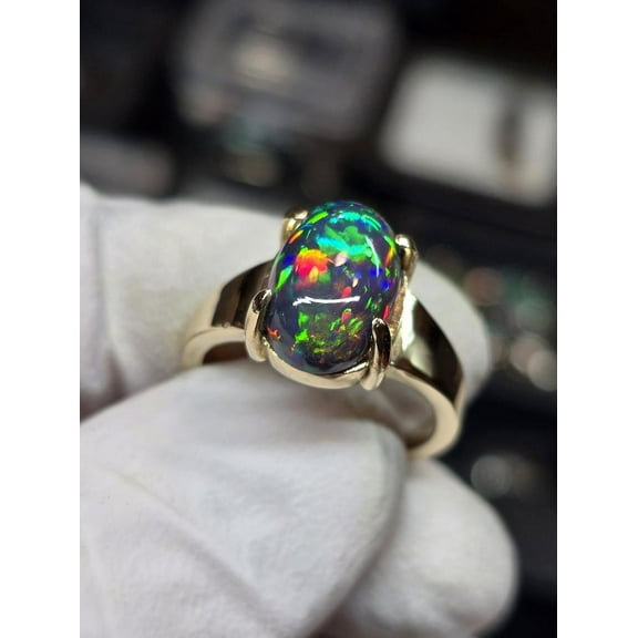 Black opal, black fire opal ring, engagement ring, opal ring, opal jewelry, opal, natural opalhandmade ring