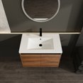 thumbnail image 2 of ENSHUI 30" Wall-Mount Bathroom Vanity with Resin Sink, Walnut Wood Floating Bathroom Vanity Cabinet, Brown, 2 of 9