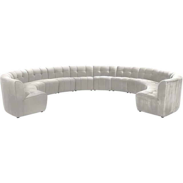 Meridian Furniture Limitless Cream Velvet Modular 12 Piece Sectional