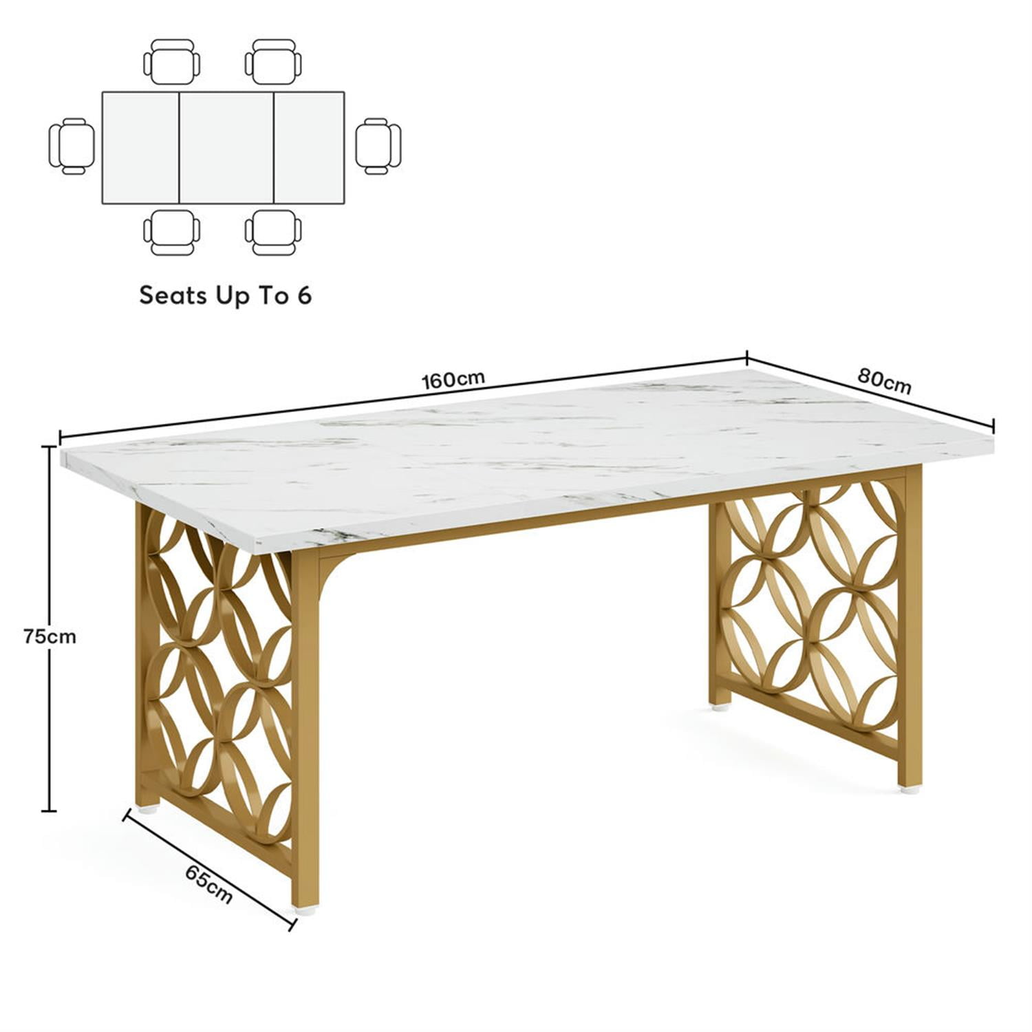 Demi Bonn 63" Executive Computer Desk with Metal Frame, Modern Duty Study Writing Gaming Table for Home Office, Rectangle Conference Table, White