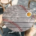 thumbnail image 2 of Baseball Round Tablecloth, Fitted Table Cover with Elastic for 36"-44" Round Tables, Vintage Wooden Shabby Art Table Cloth Outdoor Indoor Dinning Party Waterproof Tablecloths, 2 of 7