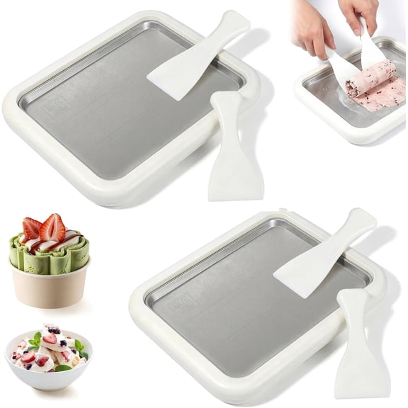 Lullahome Rolled Ice Cream Maker Stainless Steel Pan Icecream Rolling Board Kit with 2 Spatulas