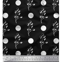 Soimoi Black Cotton Duck Fabric Dot & Berries Fruit Print Sewing Fabric Yard 44 Inch Wide