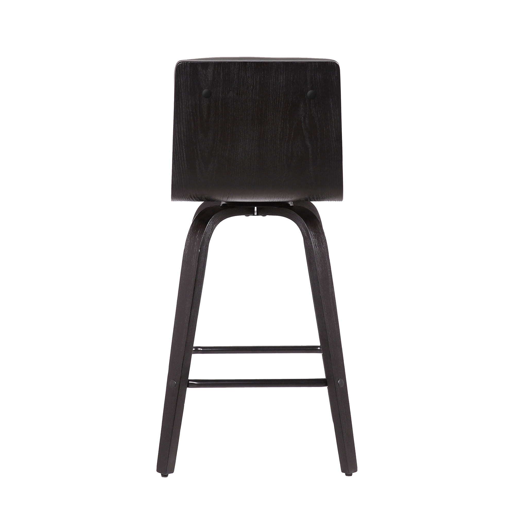 Vienna 26" Swivel Counter Stool in Black Wood Finish with Gray Faux Leather - Set of 3