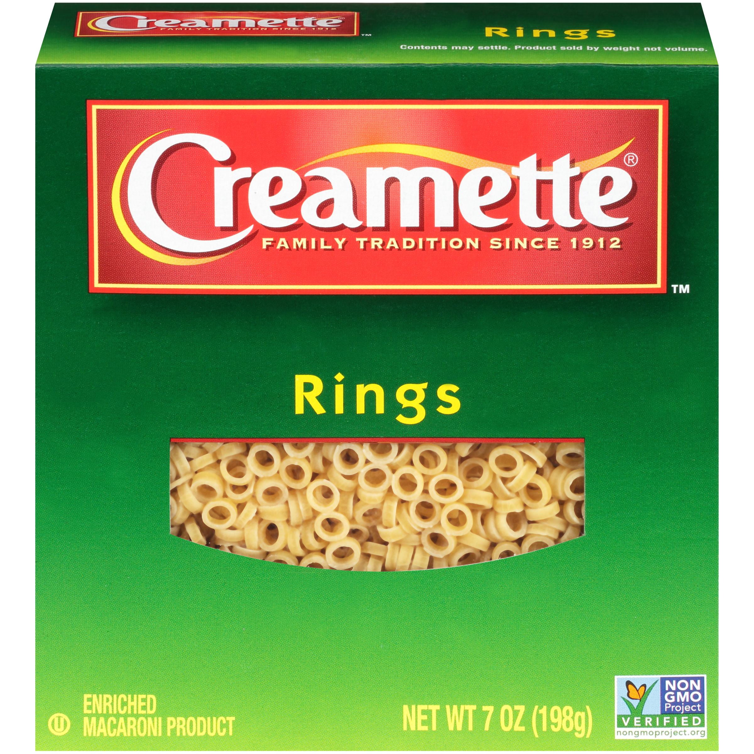 Creamette Pasta Rings, Short Cut Pasta, 7 ounce box