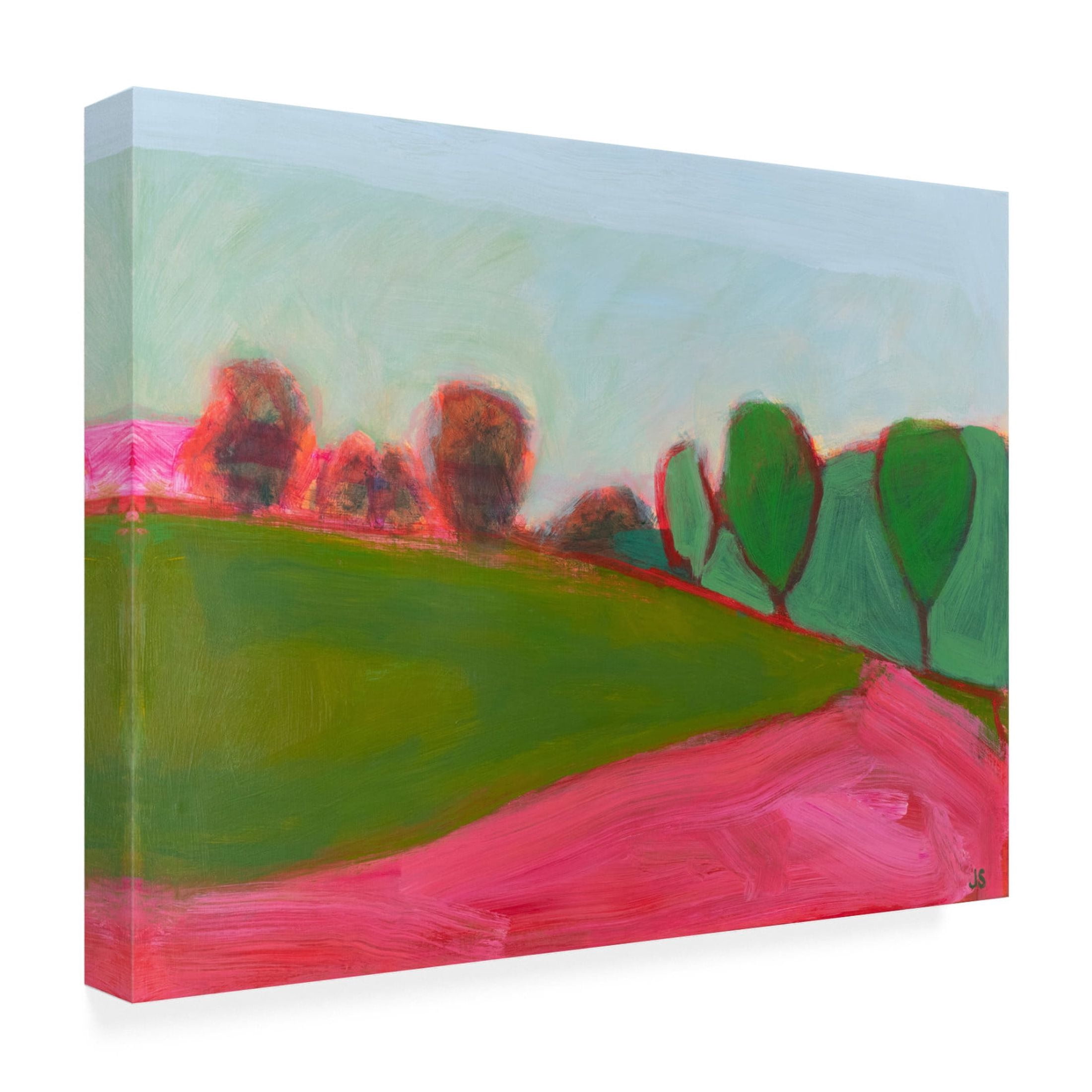 Canvas Wall Art - Jessica Singerman 'Field and Forest With Pink' Wall Art for Living Room, Bedroom, or Office Décor by Trademark Fine Art - 19 x 14 Inches
