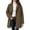 Brown, variant on Cilsoka Winter Coats for Women Fuzzy Fleece Notch Pea Plush Mid-Length Coat Casual Thick Warm Elegant Trendy Jackets Outerwear