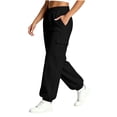 thumbnail image 4 of ZHYou No Boundarie Fleece Sweatpants for Women Casual Soft Stretch High Waist Cuffed Leg Loose Fall Winter Pants with Pockets,Black,Size M, 4 of 7